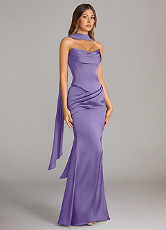 Azazie Sorrel Bridesmaid Dresses Tahiti Mermaid Strapless Stretch Satin Convertible Dress image3