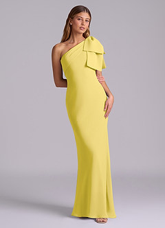 Azazie Yuanna Bridesmaid Dresses Canary Mermaid One Shoulder Chiffon Dress image3