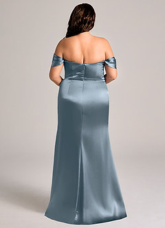 Azazie Saige Bridesmaid Dresses Twilight Sheath Off the Shoulder Metallic Satin Convertible Dress image10