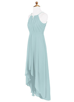 Azazie Oaklynn Junior Robe Trapèze en Mousseline de soie Plissée Brume image8
