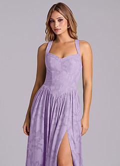 Azazie Francis Brautjungfernkleider A-Linie Korsett Blumen-Burnout Kleid Flieder image7