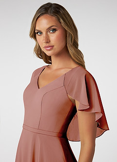 Azazie Jamie Bridesmaid Dresses Cedar Rose A-Line Chiffon Dress image6