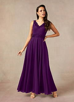 Azazie Devana Mother of the Bride Dresses Grape A-Line Sequins Chiffon Dress image3