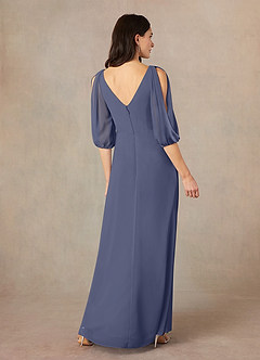 Azazie Bronwyn Mother of the Bride Dresses Stormy A-Line V-Neck Ruched Chiffon Dress image4