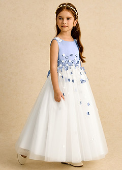 Azazie Eleni Sukienki dla dziewczynek sypiących kwiaty Suknia balowa Ukłon Tiul Długość kostki Sukienka image6