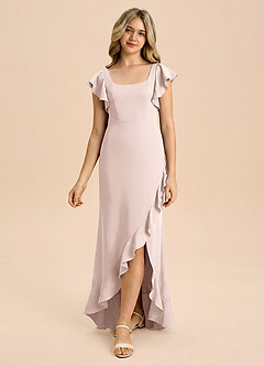 Azazie Demi Junior Robe Sirène en Satin extensible Arc Rose Pâle image3