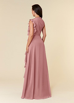 Azazie Narine Mother of the Bride Dresses Dusty Rose A-Line High Neckline Pleated Chiffon Dress image4
