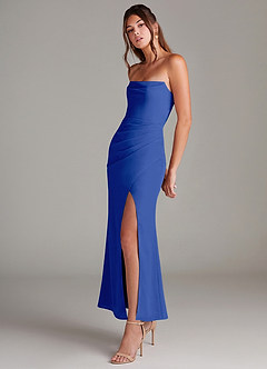 Azazie Leonis Bridesmaid Dresses Royal Blue Mermaid Strapless Chiffon Convertible Dress image3