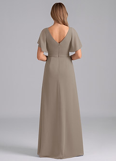 Azazie Ambrosia Bridesmaid Dresses Taupe A-Line Pleated Chiffon Dress image6