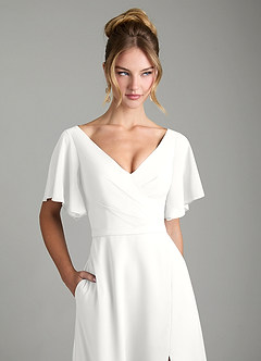 Azazie Ambrosia Robes de demoiselle d'honneur Robe Trapèze en Mousseline de soie Plissée Blanc image2