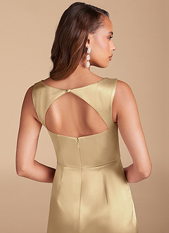 Azazie Flori Brautjungfernkleider Etui Seitliche Cut-Outs Metallischer Satin Kleid Champagner image6