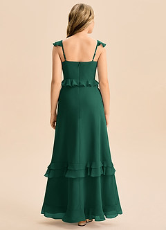 Azazie Tavie Junior Vestido de Esmeralda de Gasa de Corte en A con Volante image2