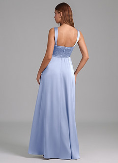 Azazie Rosaline Bridesmaid Dresses Ice A-Line Side Slit Stretch Satin Dress image2