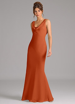 Azazie Rylina Bridesmaid Dresses Burnt Orange Mermaid Pleated Chiffon Dress image5