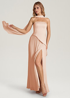 Azazie Tierney Bridesmaid Dresses English Rose A-Line Strapless Chiffon Convertible Dress image1