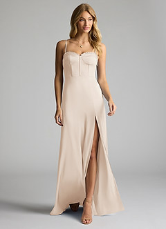 Azazie Natalie Final Sale Steel Blue A-Line Sweetheart Neckline Stretch Satin Dress image3