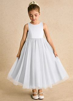 Azazie Solia Robe Demoiselle D'honneur Fillette Robe Princesse en Tulle Arc Blanc image6
