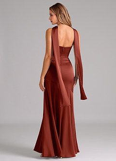 Azazie Shiloh Bridesmaid Dresses Terracotta Mermaid Strapless Stretch Satin Convertible Dress image7