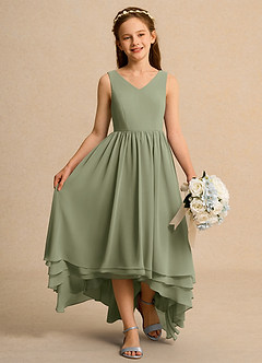 Azazie Kitten Girls Formal Flower Girl Dresses Pistachio A-Line Chiffon Dress image4