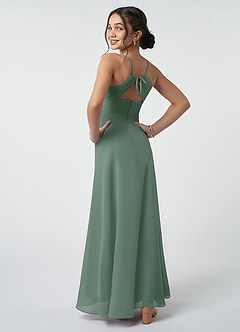 Azazie Avelina Junior Eucalyptus A-Line Pleated Chiffon Dress image5