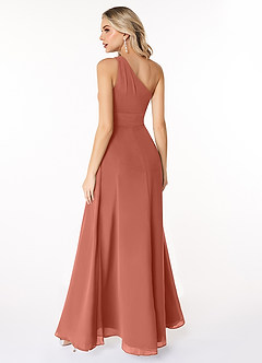 Azazie Dallas Jurken voor bruidsmeisjes Jurk van Chiffon met A-Lijn One-Shoulder Klei image2