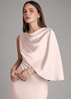 Azazie Darby Bridesmaid Dresses Blushing Pink Mermaid Pleated Stretch Satin Dress image3