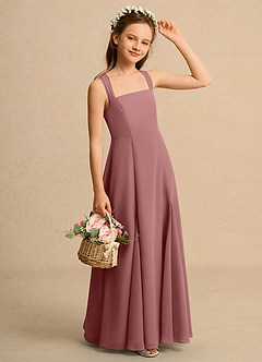 Azazie Tater Junior Formal Flower Girl Dresses Desert Rose A-Line Pleated Chiffon Dress image3