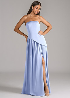 Azazie Adeline Bridesmaid Dresses Ice A-Line Strapless Stretch Satin Convertible Dress image4