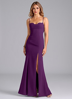 Azazie Wynni Bridesmaid Dresses Grape Mermaid Corset Chiffon Dress image3