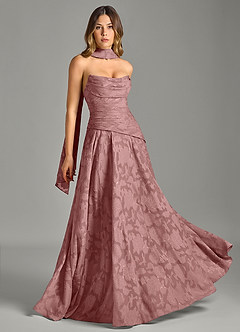 Azazie Gabriela Bridesmaid Dresses Dusty Rose A-Line Strapless Floral Burnout Dress image5