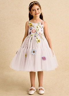 Azazie Osea Flower Girl Dresses Rose Petal Ball-Gown Pleated Tulle Dress image7