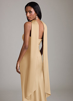 Azazie Saylor Brudtärnklänningar Klä av Sjöjungfru i Stretch Satin Axelbandslös Guld image7