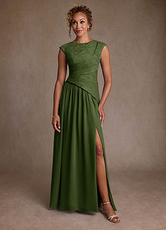 Azazie Kalleen Abiti per la Madre della Sposa Abito A-Line in Chiffon Plissettato Oliva image5
