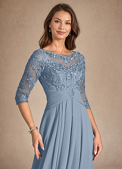 Azazie Marietta Mother of the Bride Dresses Dusty Blue A-Line Lace Dress image7