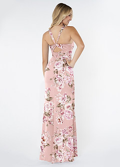 Azazie Mero Bridesmaid Dresses Rosy Floral Bloom Mermaid Pleated Stretch Satin Dress image3