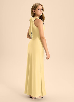 Azazie Doretta Junior Butter Mermaid Pleated Stretch Satin Dress image3