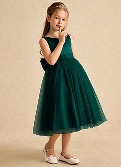 Azazie Winnie Flower Girl Dresses Pine Ball-Gown Bow Tulle Dress image6