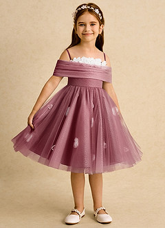 Azazie May Flower Girl Dresses Merlot Ball-Gown Pleated Tulle Dress image6