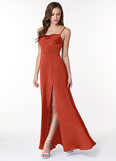 Azazie Clove Stretch Satin Dress Final Sale  image4