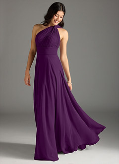 Azazie Charlize Bridesmaid Dresses Grape A-Line One Shoulder Chiffon Dress image1