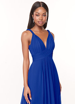 Azazie Maren Bridesmaid Dresses Royal Blue A-Line Pleated Chiffon Dress image6