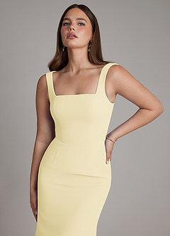 Azazie Katya Bridesmaid Dresses Lemon Sorbet Mermaid Square Neckline Chiffon Convertible Dress image8