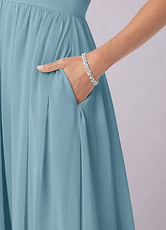 Barbie ♥ Azazie Bridesmaid Dresses Moody Blue A-Line Corset Chiffon Dress image8
