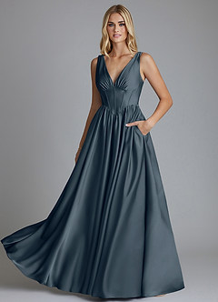 Azazie Delmie Bridesmaid Dresses Twilight A-Line Corset Stretch Satin Dress image6