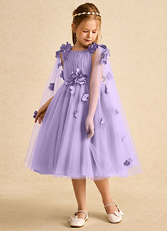 Azazie Staria Flower Girl Dresses Lilac Ball-Gown Ruched Tulle Dress image5