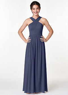 Azazie Jiya Junior Stormy A-Line Pleated Mesh Dress image4