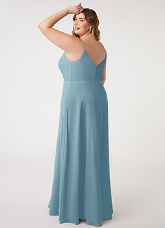 Azazie Daenerys Bridesmaid Dresses Moody Blue A-Line Cowl Chiffon Dress image11