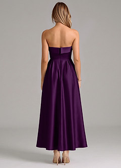 Azazie Lucienne Bridesmaid Dresses Grape A-Line Pleated Stretch Satin Dress image6