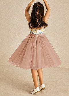 Azazie Jollie Flower Girl Dresses Champagne Rose A-Line Spaghetti Strap Tulle Dress image2