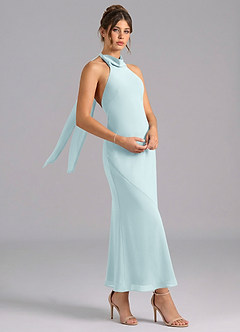 Azazie Velli Bridesmaid Dresses Sea Glass Mermaid High Neck Chiffon Dress image3